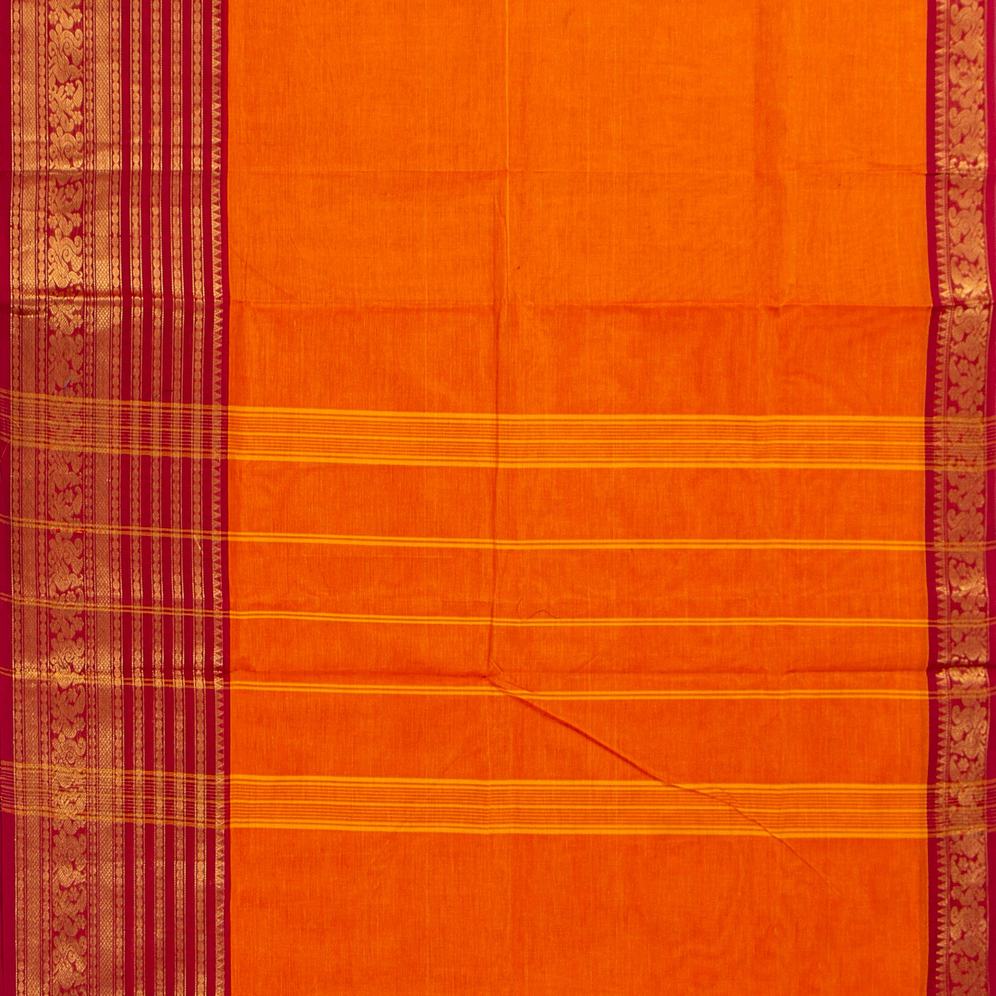 Yellow And Red Kanchi Cotton Saree For Festive Wear PV MM KC 719 - Cotton Saree - Panjavarnam PV MM KC 719