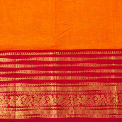 Yellow And Red Kanchi Cotton Saree For Festive Wear PV MM KC 719 - Cotton Saree - Panjavarnam PV MM KC 719