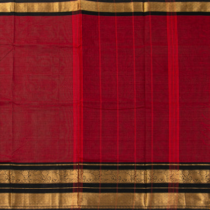 Maroon And Black Kanchi Cotton Saree For Festive Wear PV MM KC 714 - Cotton Saree - Panjavarnam PV MM KC 714