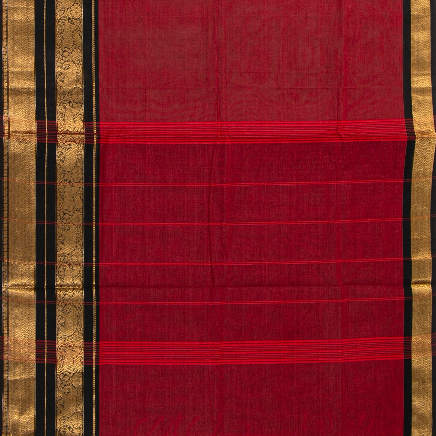 Maroon And Black Kanchi Cotton Saree For Festive Wear PV MM KC 714 - Cotton Saree - Panjavarnam PV MM KC 714