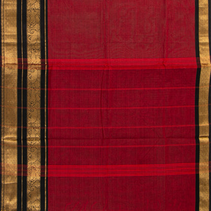 Maroon And Black Kanchi Cotton Saree For Festive Wear PV MM KC 714 - Cotton Saree - Panjavarnam PV MM KC 714