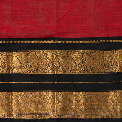 Maroon And Black Kanchi Cotton Saree For Festive Wear PV MM KC 714 - Cotton Saree - Panjavarnam PV MM KC 714