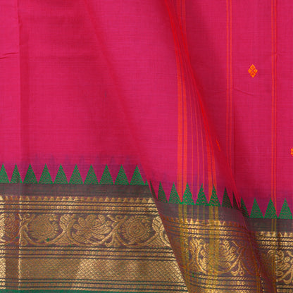 Pink Kanchi Cotton Saree Ganga Jamuna Border PV MM KC 241