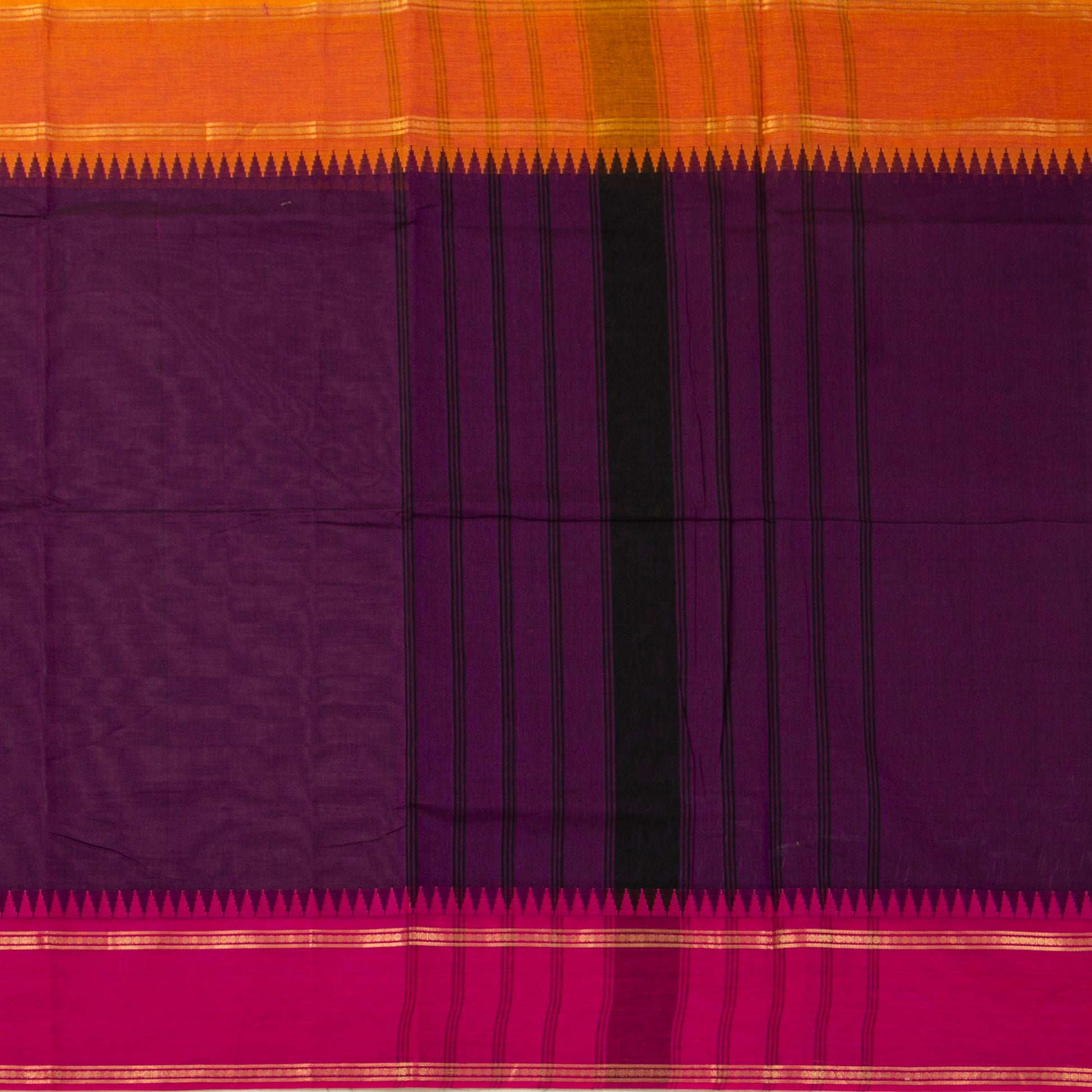 Purple Kanchi Cotton Saree Ganga Jamuna Border For Festive Wear PV MM KC 708 - Cotton Saree - Panjavarnam PV MM KC 708