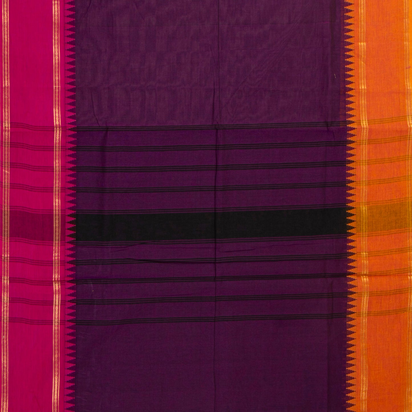 Purple Kanchi Cotton Saree Ganga Jamuna Border For Festive Wear PV MM KC 708 - Cotton Saree - Panjavarnam PV MM KC 708