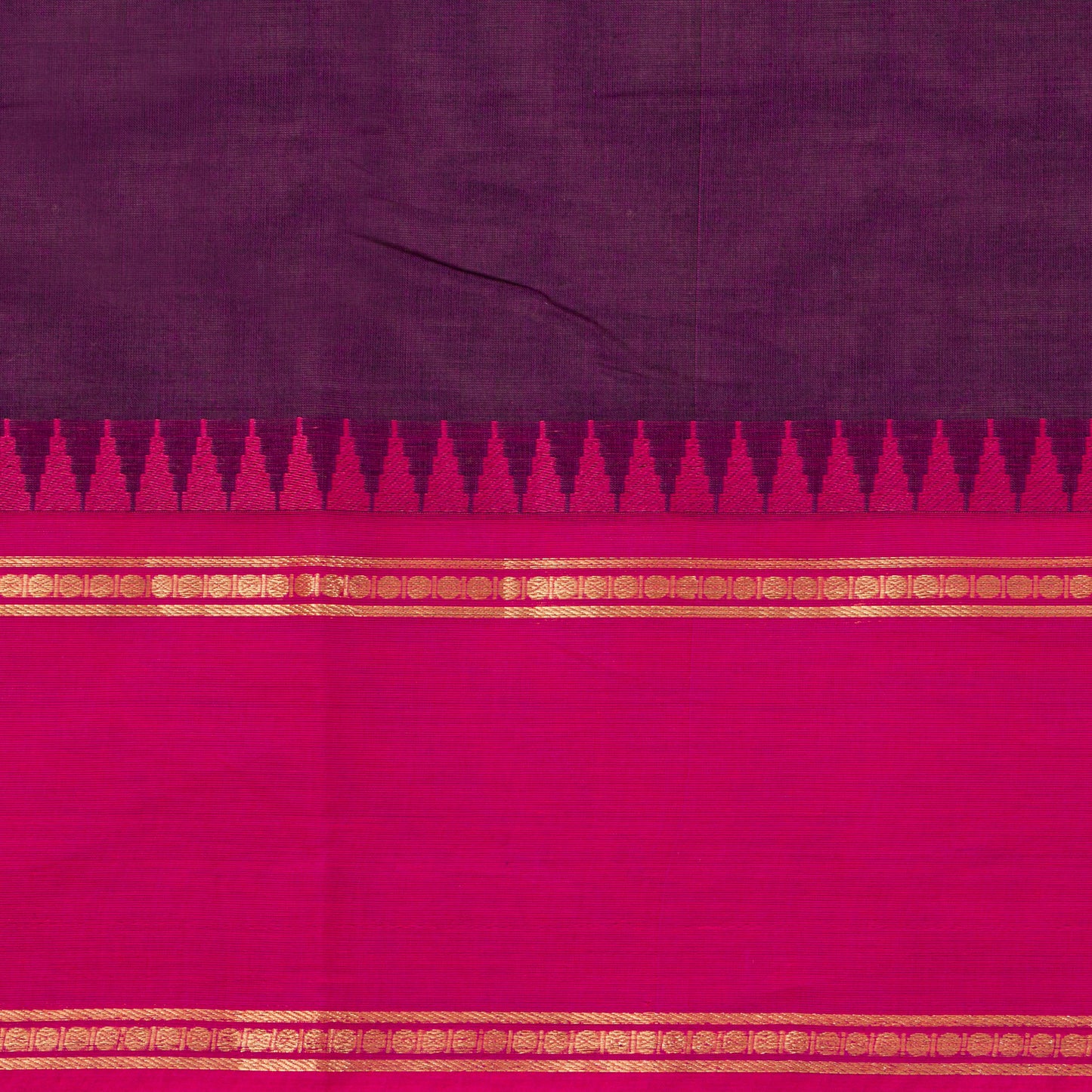 Purple Kanchi Cotton Saree Ganga Jamuna Border For Festive Wear PV MM KC 708 - Cotton Saree - Panjavarnam PV MM KC 708