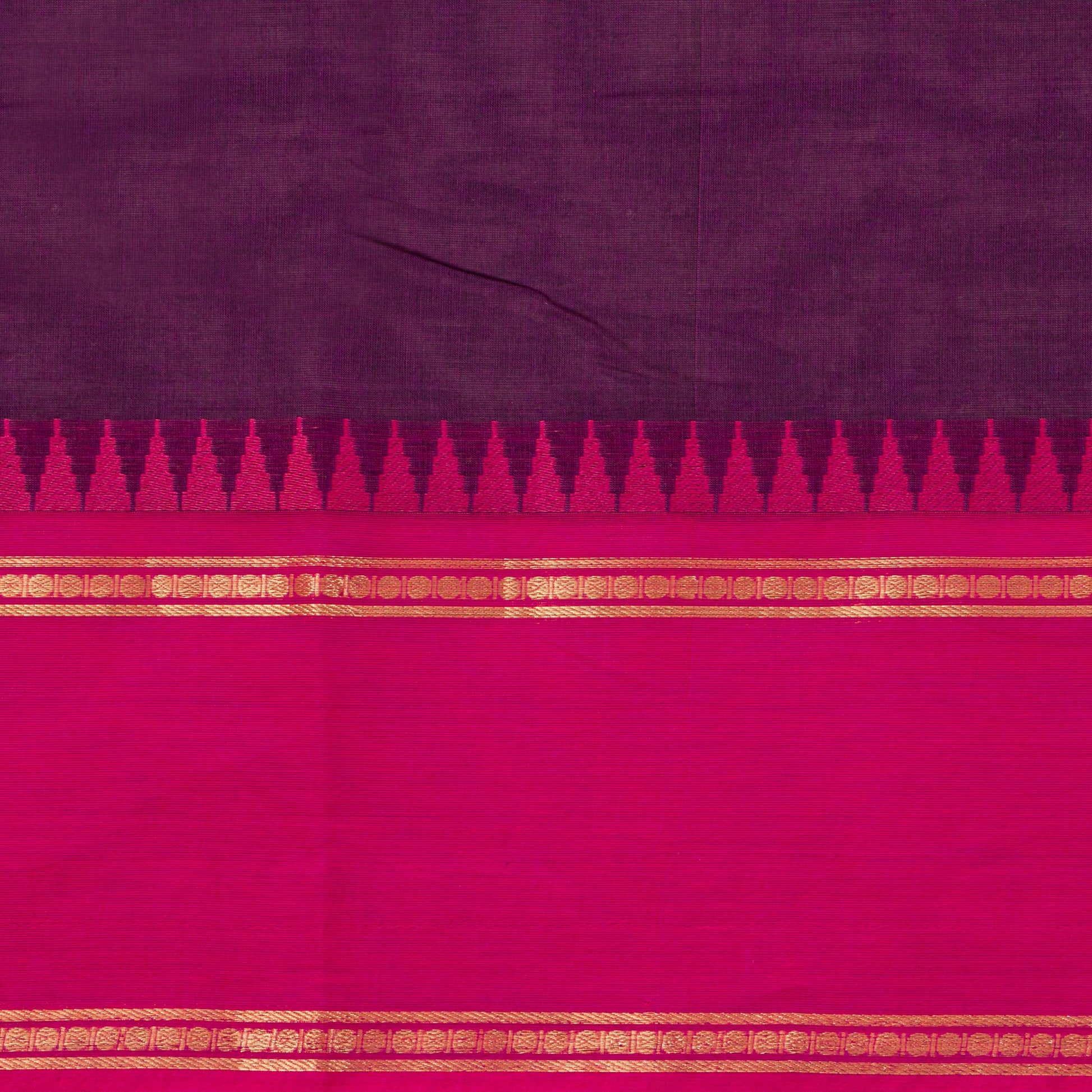 Purple Kanchi Cotton Saree Ganga Jamuna Border For Festive Wear PV MM KC 708 - Cotton Saree - Panjavarnam PV MM KC 708
