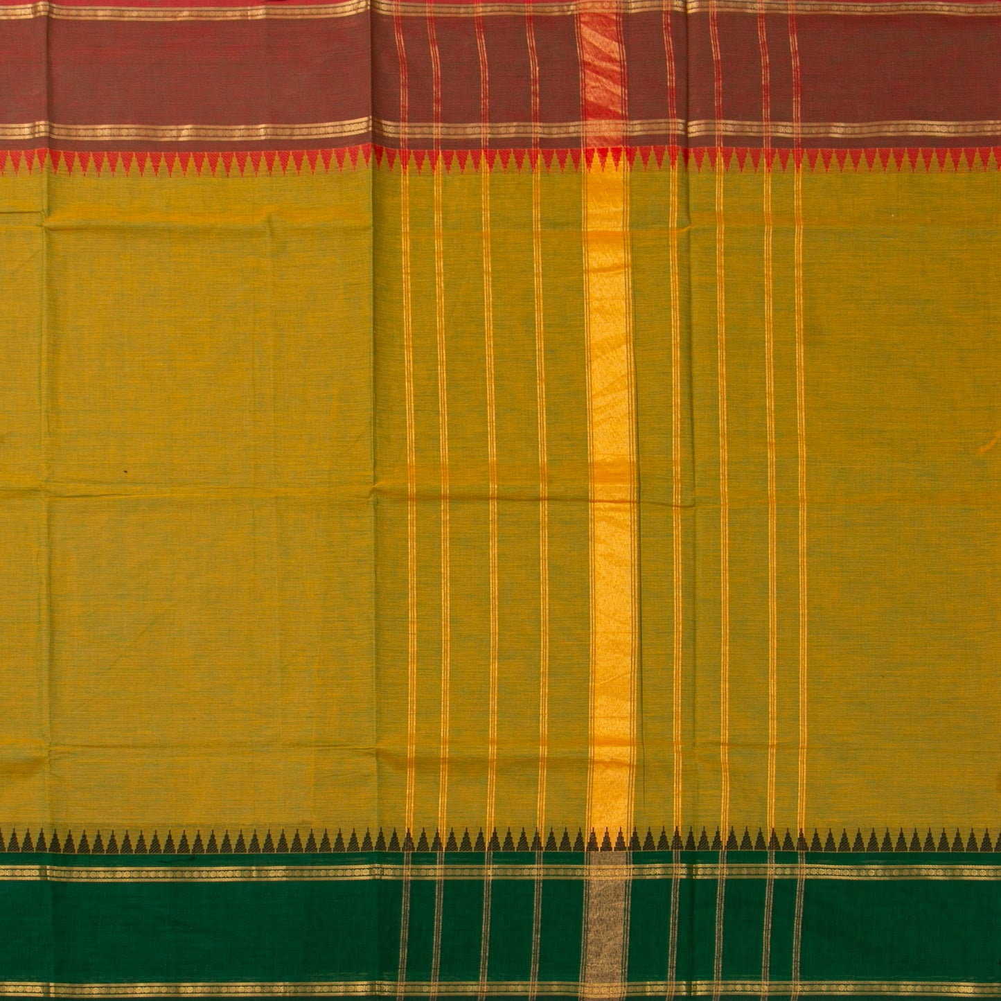 Mustard Kanchi Cotton Saree Ganga Jamuna Border For Festive Wear PV MM KC 703 - Cotton Saree - Panjavarnam PV MM KC 703