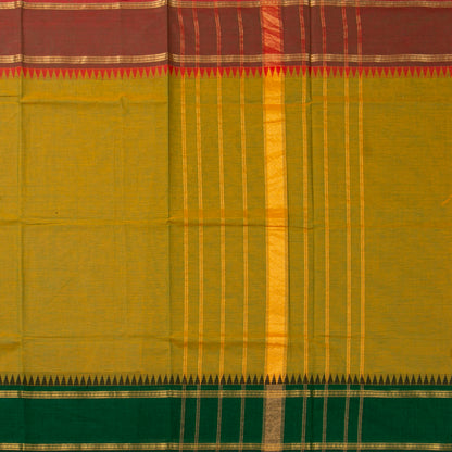 Mustard Kanchi Cotton Saree Ganga Jamuna Border For Festive Wear PV MM KC 703 - Cotton Saree - Panjavarnam PV MM KC 703