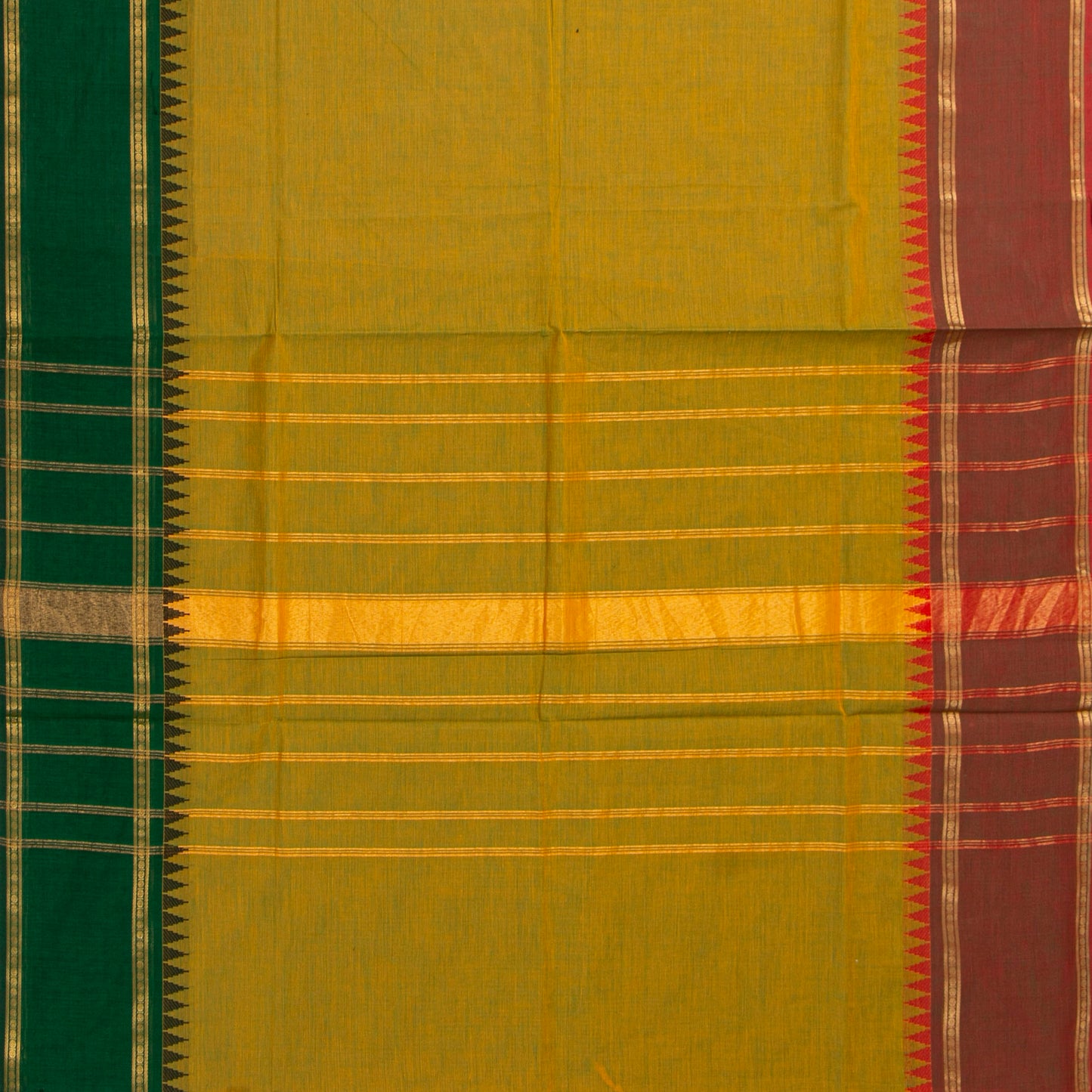 Mustard Kanchi Cotton Saree Ganga Jamuna Border For Festive Wear PV MM KC 703 - Cotton Saree - Panjavarnam PV MM KC 703