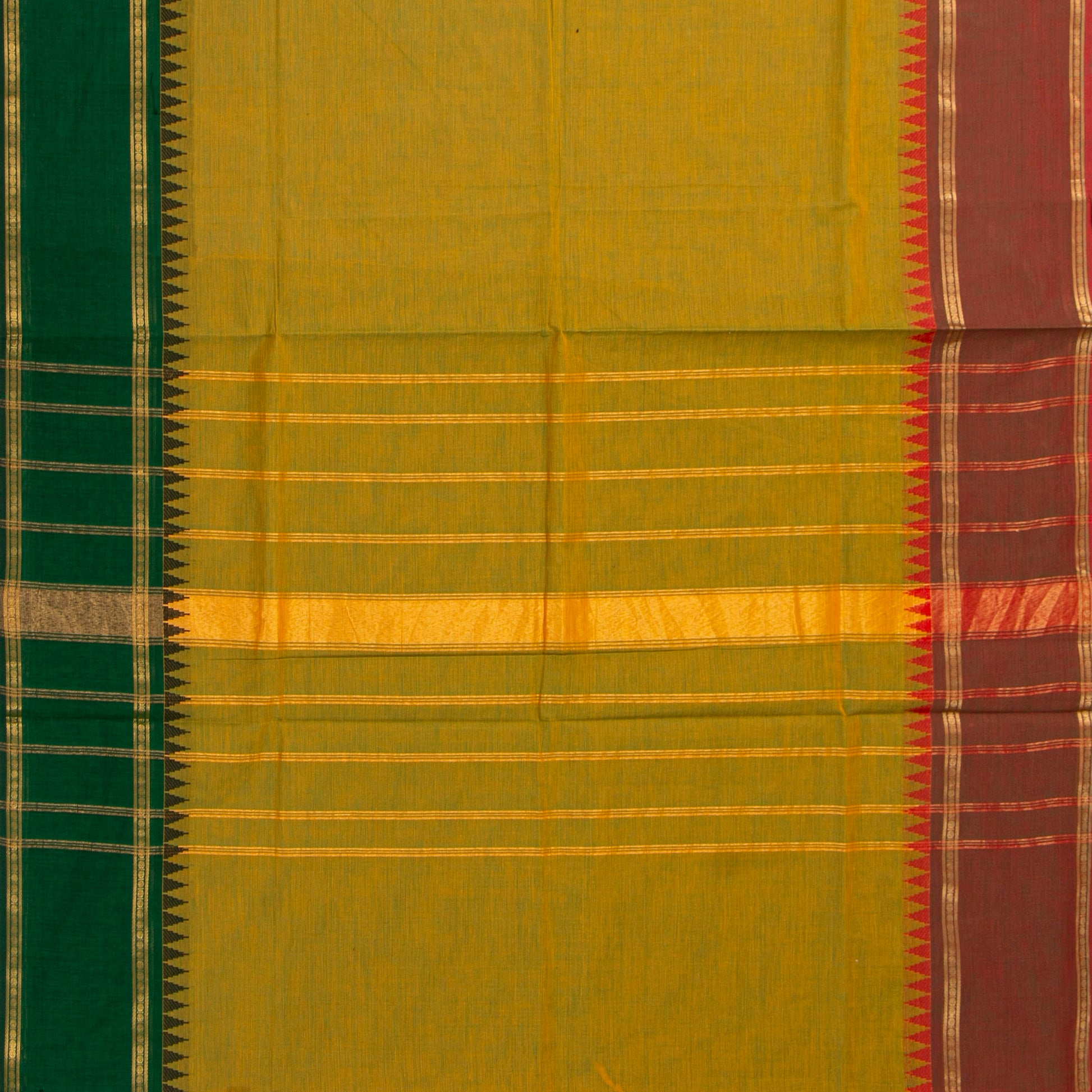 Mustard Kanchi Cotton Saree Ganga Jamuna Border For Festive Wear PV MM KC 703 - Cotton Saree - Panjavarnam PV MM KC 703