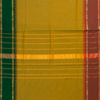 Mustard Kanchi Cotton Saree Ganga Jamuna Border For Festive Wear PV MM KC 703 - Cotton Saree - Panjavarnam PV MM KC 703