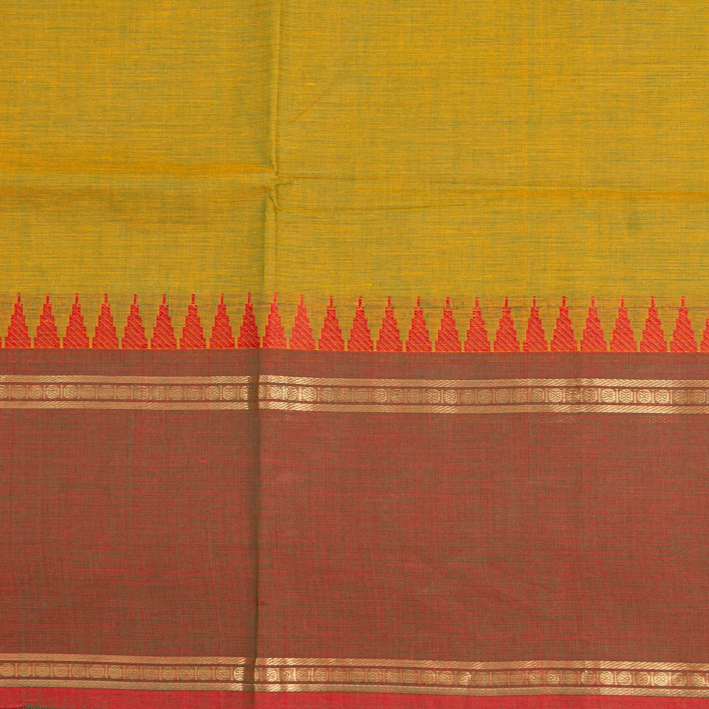 Mustard Kanchi Cotton Saree Ganga Jamuna Border For Festive Wear PV MM KC 703 - Cotton Saree - Panjavarnam PV MM KC 703