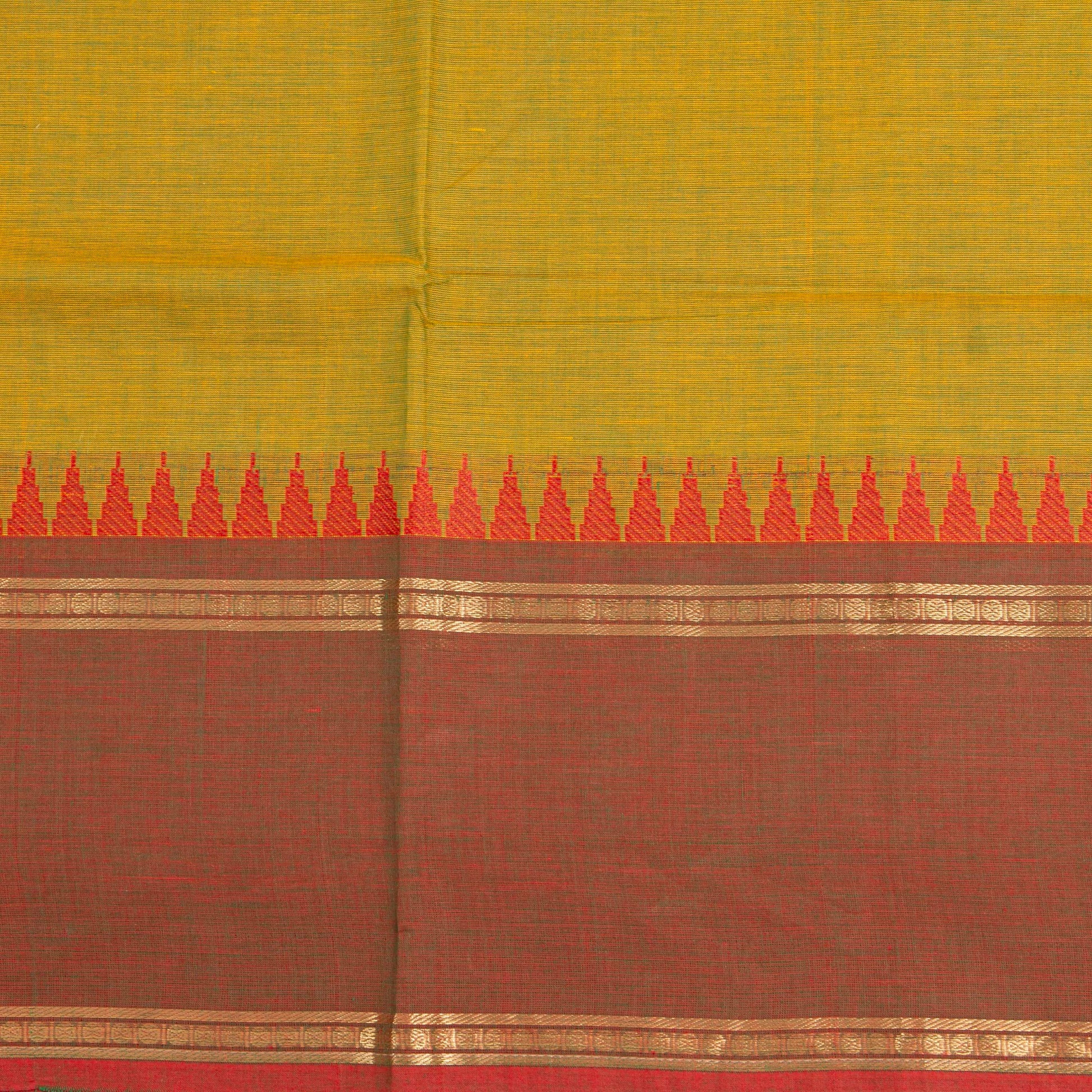Mustard Kanchi Cotton Saree Ganga Jamuna Border For Festive Wear PV MM KC 703 - Cotton Saree - Panjavarnam PV MM KC 703