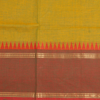 Mustard Kanchi Cotton Saree Ganga Jamuna Border For Festive Wear PV MM KC 703 - Cotton Saree - Panjavarnam PV MM KC 703
