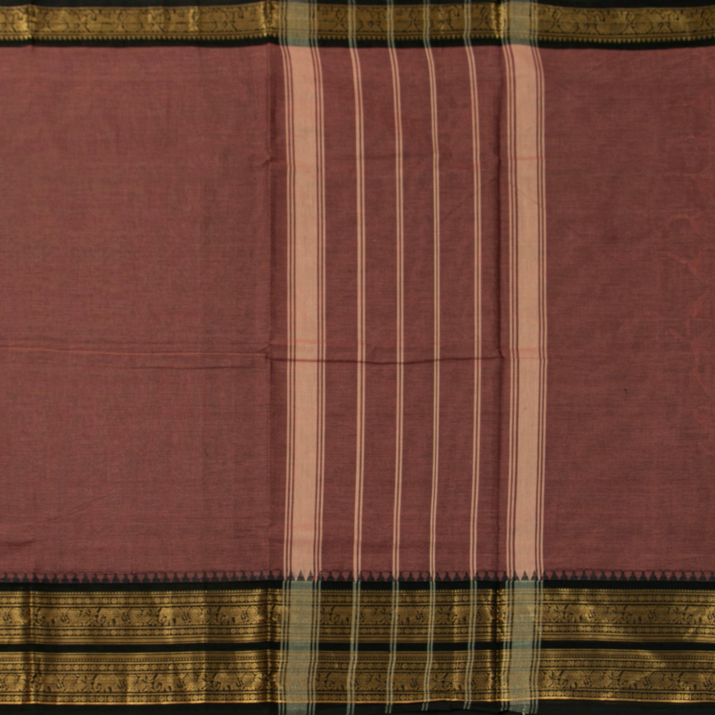Gheva And Black Kanchi Cotton Saree For Festive Wear PV MM KC 732 - Cotton Saree - Panjavarnam PV MM KC 732