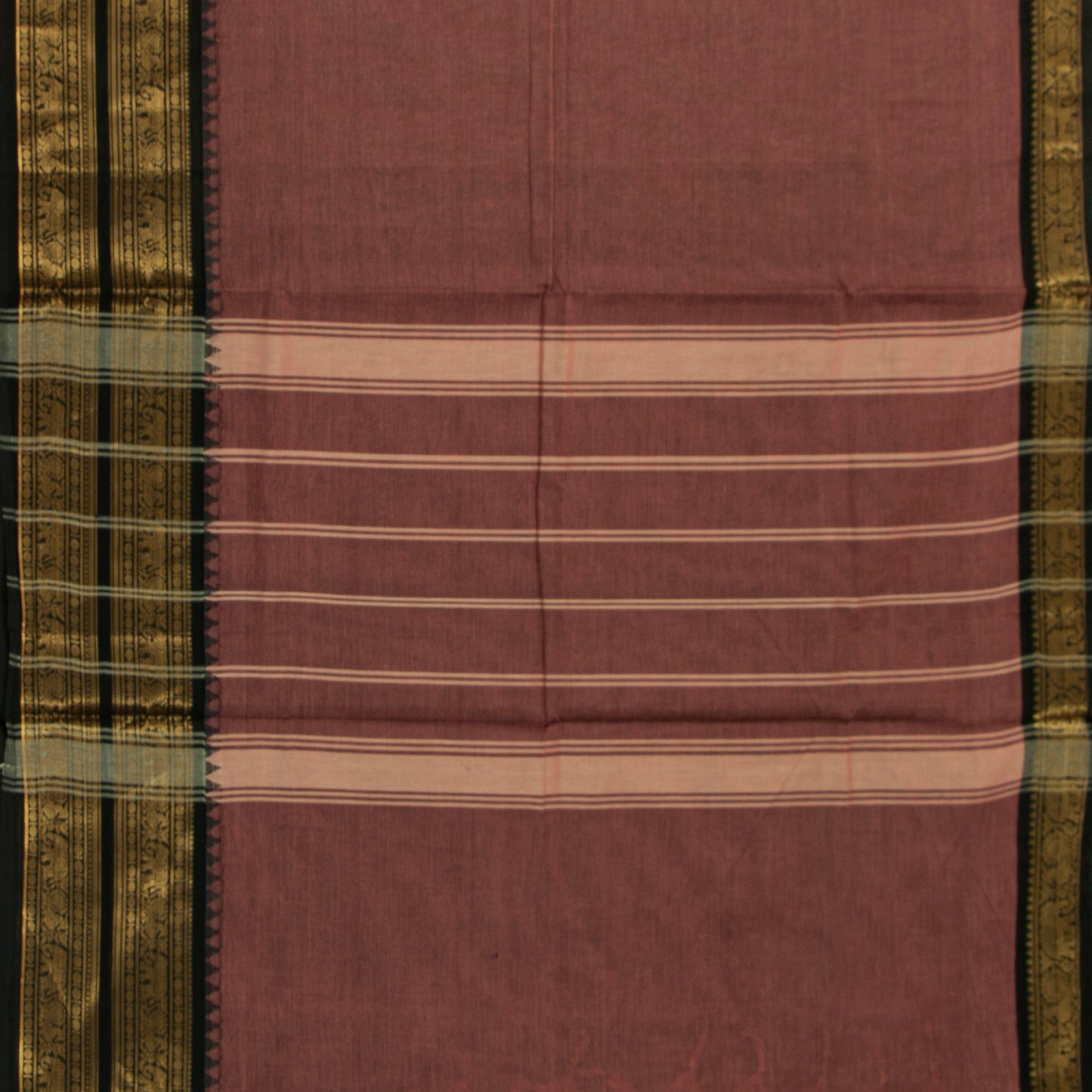Gheva And Black Kanchi Cotton Saree For Festive Wear PV MM KC 732 - Cotton Saree - Panjavarnam PV MM KC 732