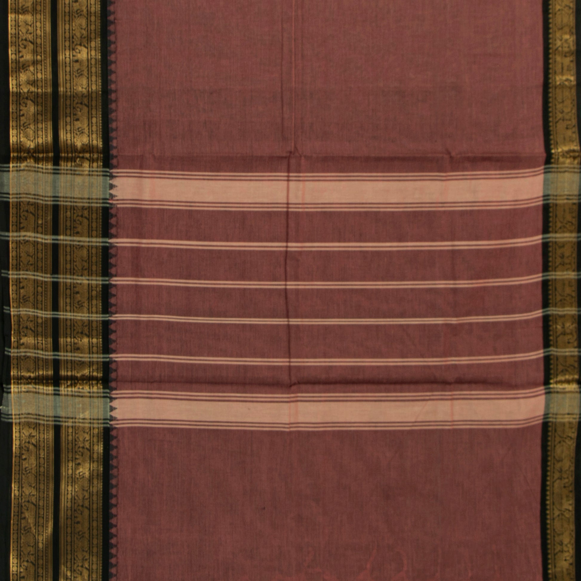 Gheva And Black Kanchi Cotton Saree For Festive Wear PV MM KC 732 - Cotton Saree - Panjavarnam PV MM KC 732