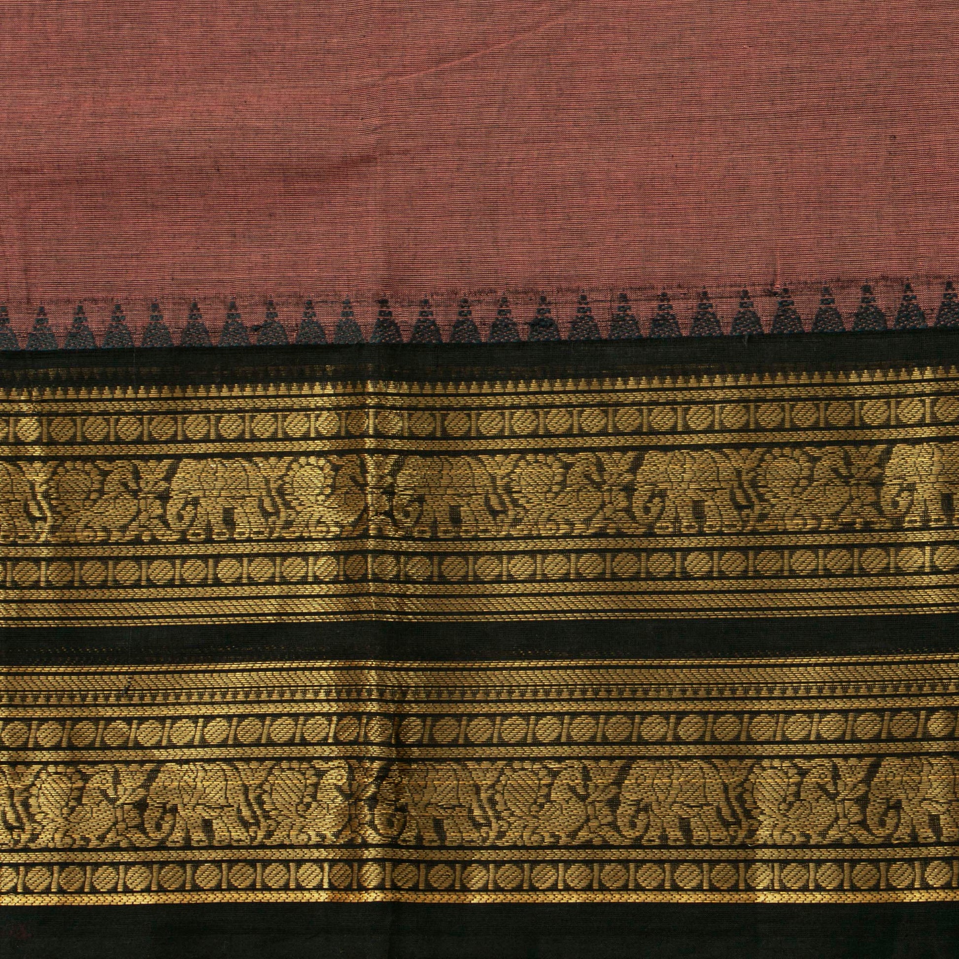 Gheva And Black Kanchi Cotton Saree For Festive Wear PV MM KC 732 - Cotton Saree - Panjavarnam PV MM KC 732