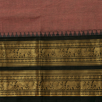 Gheva And Black Kanchi Cotton Saree For Festive Wear PV MM KC 732 - Cotton Saree - Panjavarnam PV MM KC 732