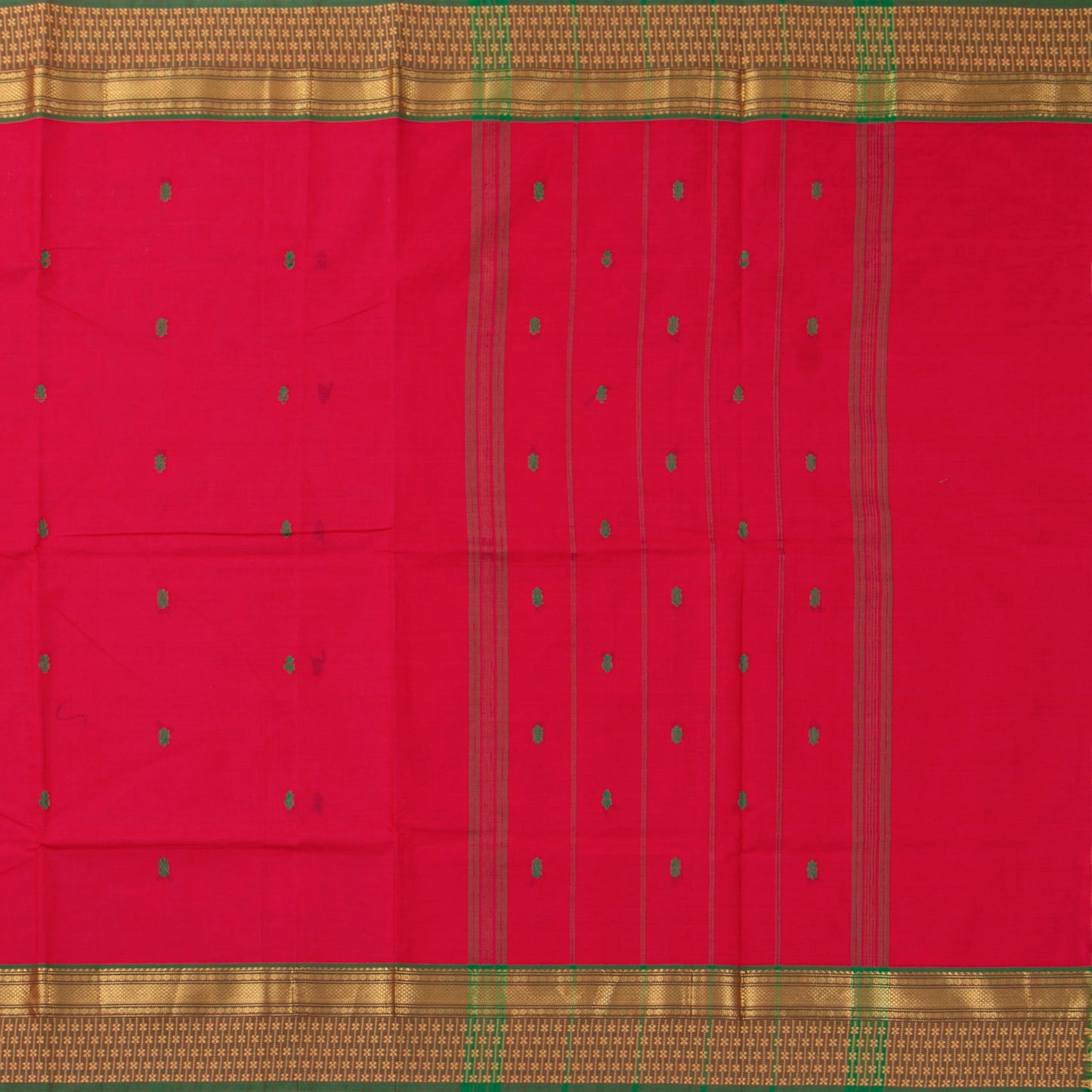 Pink And Green Kanchi Cotton Saree For Festive Wear PV MM KC 827 - Cotton Saree - Panjavarnam PV MM KC 827