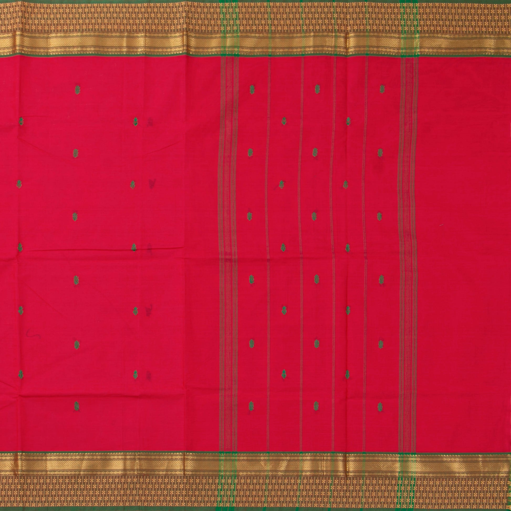 Pink And Green Kanchi Cotton Saree For Festive Wear PV MM KC 827 - Cotton Saree - Panjavarnam PV MM KC 827