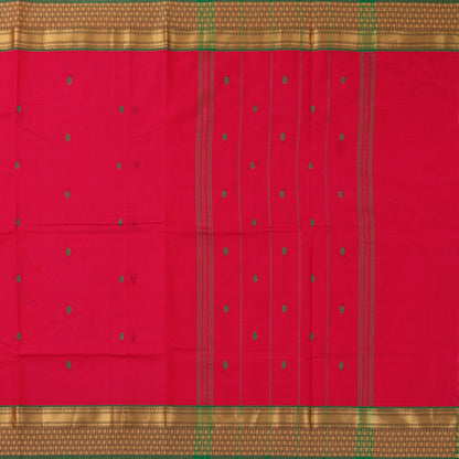 Pink And Green Kanchi Cotton Saree For Festive Wear PV MM KC 827 - Cotton Saree - Panjavarnam PV MM KC 827