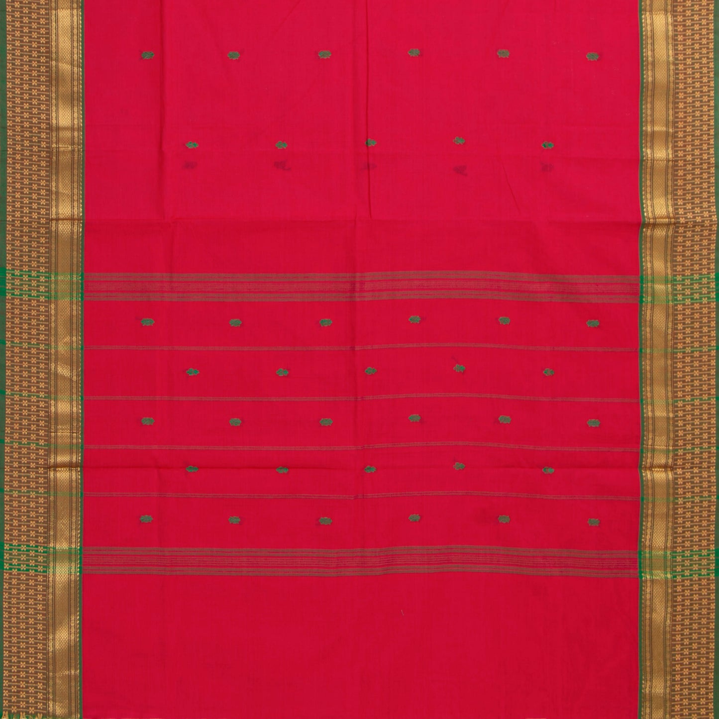Pink And Green Kanchi Cotton Saree For Festive Wear PV MM KC 827 - Cotton Saree - Panjavarnam PV MM KC 827