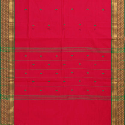 Pink And Green Kanchi Cotton Saree For Festive Wear PV MM KC 827 - Cotton Saree - Panjavarnam PV MM KC 827
