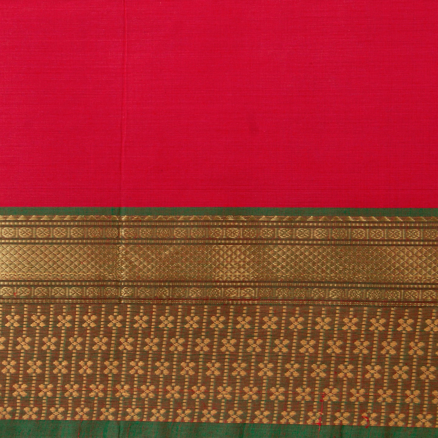 Pink And Green Kanchi Cotton Saree For Festive Wear PV MM KC 827 - Cotton Saree - Panjavarnam PV MM KC 827