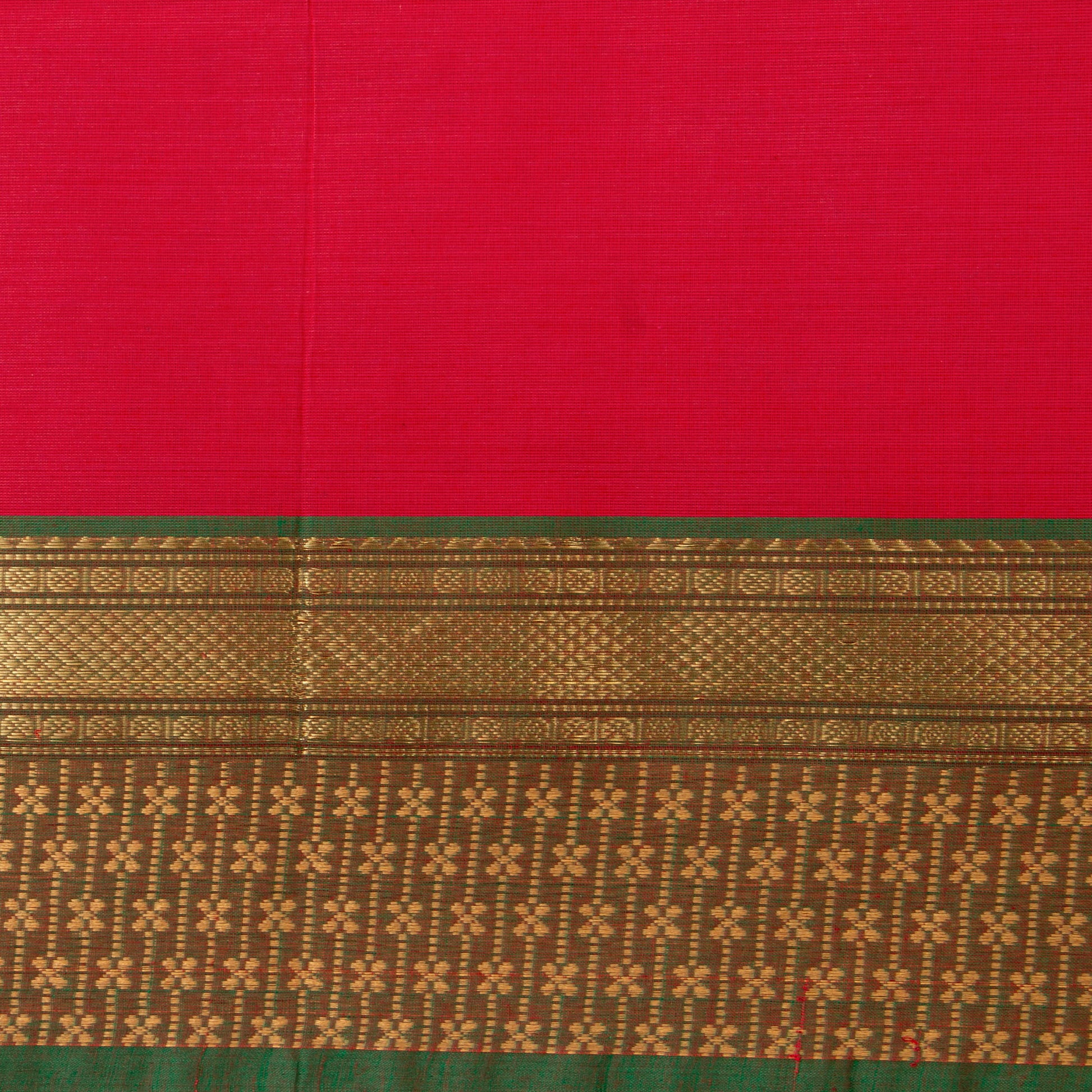 Pink And Green Kanchi Cotton Saree For Festive Wear PV MM KC 827 - Cotton Saree - Panjavarnam PV MM KC 827