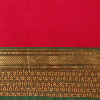 Pink And Green Kanchi Cotton Saree For Festive Wear PV MM KC 827 - Cotton Saree - Panjavarnam PV MM KC 827