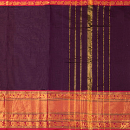 Purple And Pink Kanchi Cotton Saree For Festive Wear PV MM KC 705 - Cotton Saree - Panjavarnam PV MM KC 705