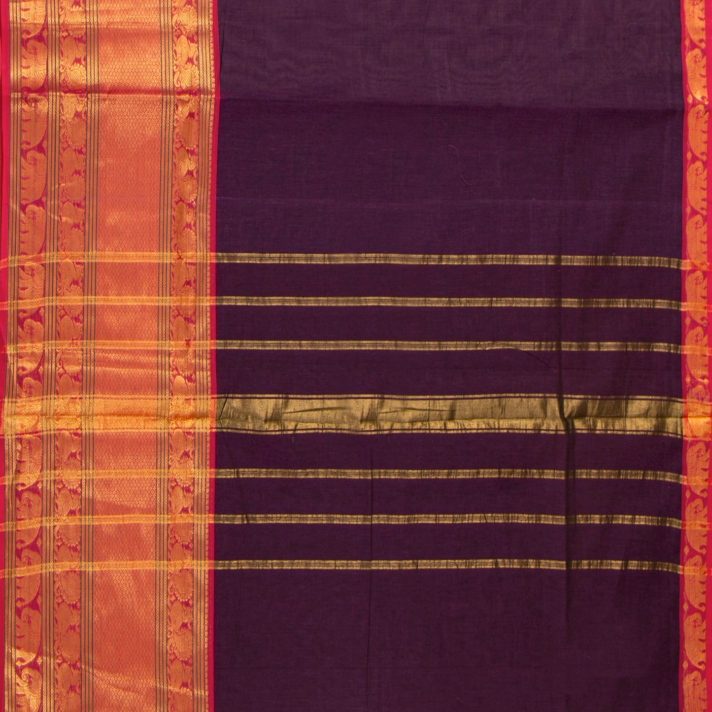 Purple And Pink Kanchi Cotton Saree For Festive Wear PV MM KC 705 - Cotton Saree - Panjavarnam PV MM KC 705