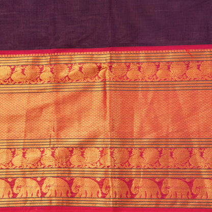 Purple And Pink Kanchi Cotton Saree For Festive Wear PV MM KC 705 - Cotton Saree - Panjavarnam PV MM KC 705
