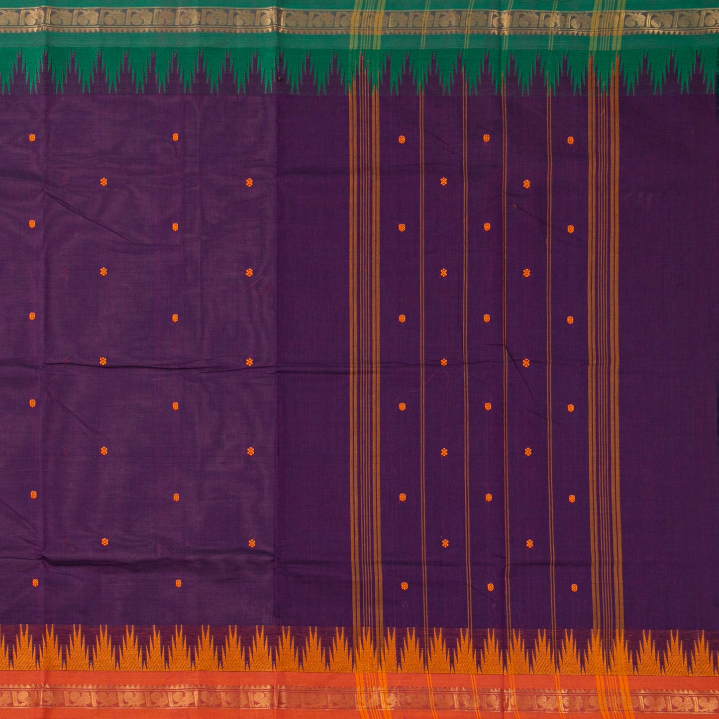 Purple Kanchi Cotton Saree Ganga Jamuna Border For Festive Wear PV MM KC 859