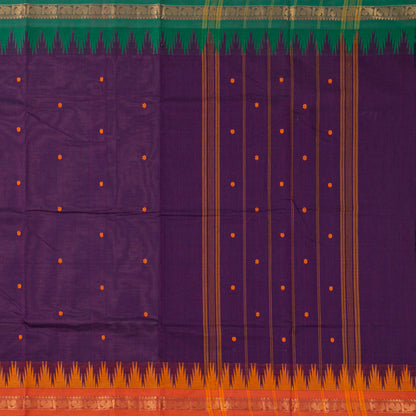 Purple Kanchi Cotton Saree Ganga Jamuna Border For Festive Wear PV MM KC 859
