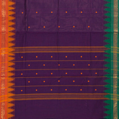 Purple Kanchi Cotton Saree Ganga Jamuna Border For Festive Wear PV MM KC 859