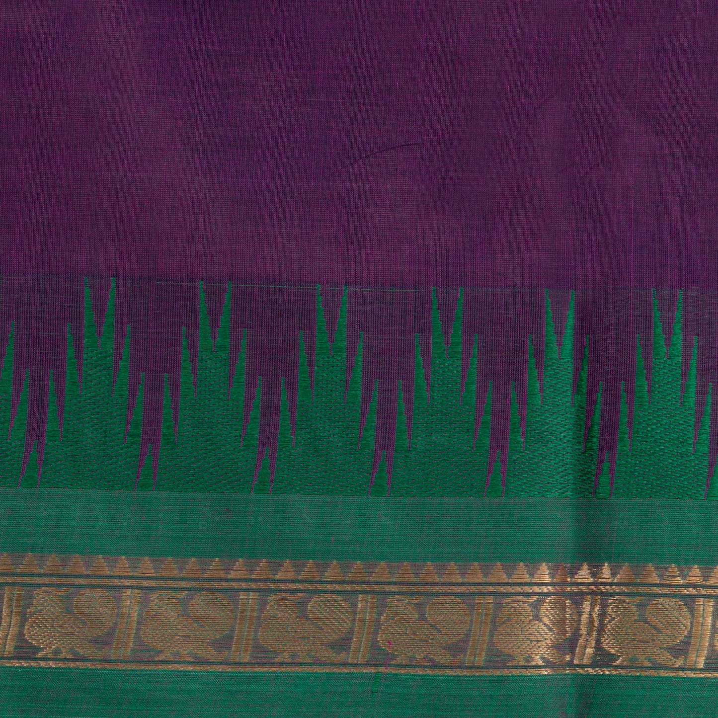 Purple Kanchi Cotton Saree Ganga Jamuna Border For Festive Wear PV MM KC 859