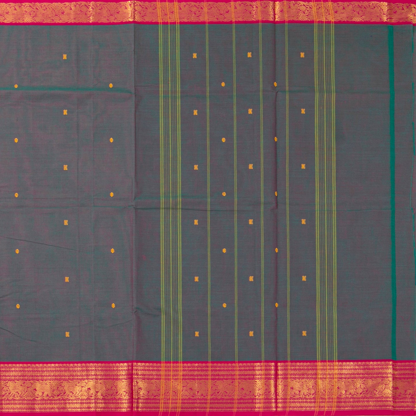 Grey And Pink Kanchi Cotton Saree For Festive Wear PV MM KC 766 - Cotton Saree - Panjavarnam PV MM KC 766