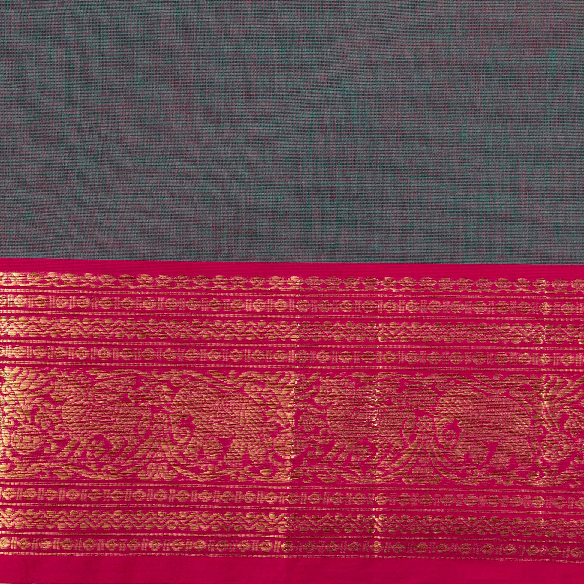 Grey And Pink Kanchi Cotton Saree For Festive Wear PV MM KC 766 - Cotton Saree - Panjavarnam PV MM KC 766