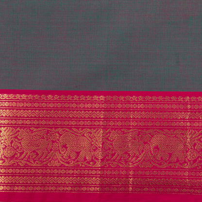 Grey And Pink Kanchi Cotton Saree For Festive Wear PV MM KC 766 - Cotton Saree - Panjavarnam PV MM KC 766