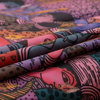 Village Life Themed Handpainted Kalamkari Kanchipuram Silk Saree For Office Wear PV KAI KGS 103