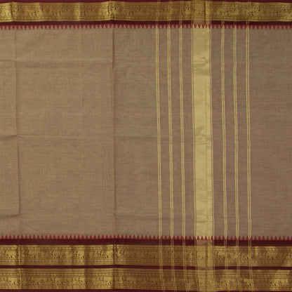 Beige And Maroon Kanchi Cotton Saree For Festive Wear PV MM KC 360