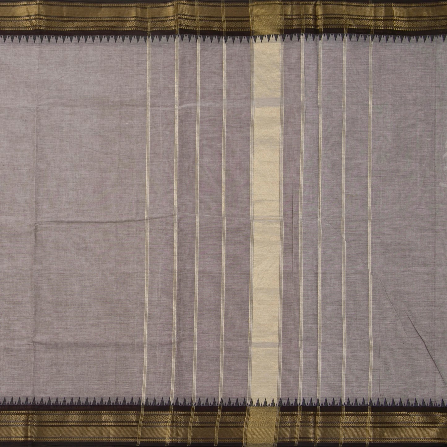 Grey And Black Kanchi Cotton Saree For Office Wear PV MM KC 318