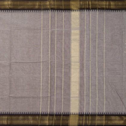 Grey And Black Kanchi Cotton Saree For Office Wear PV MM KC 318