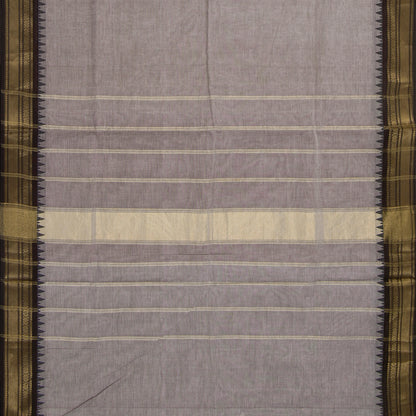 Grey And Black Kanchi Cotton Saree For Office Wear PV MM KC 318