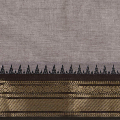 Grey And Black Kanchi Cotton Saree For Office Wear PV MM KC 318
