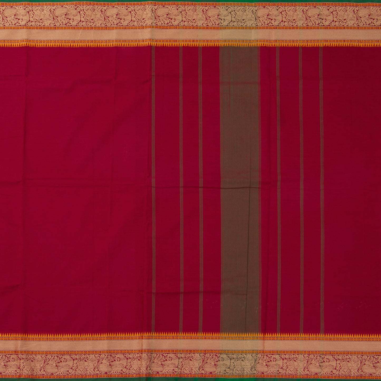 Maroon Kanchi Cotton Saree With Silk Thread Border For Festive Wear PV MM KC 317