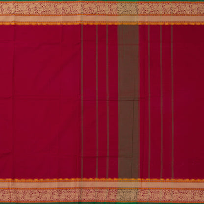 Maroon Kanchi Cotton Saree With Silk Thread Border For Festive Wear PV MM KC 317